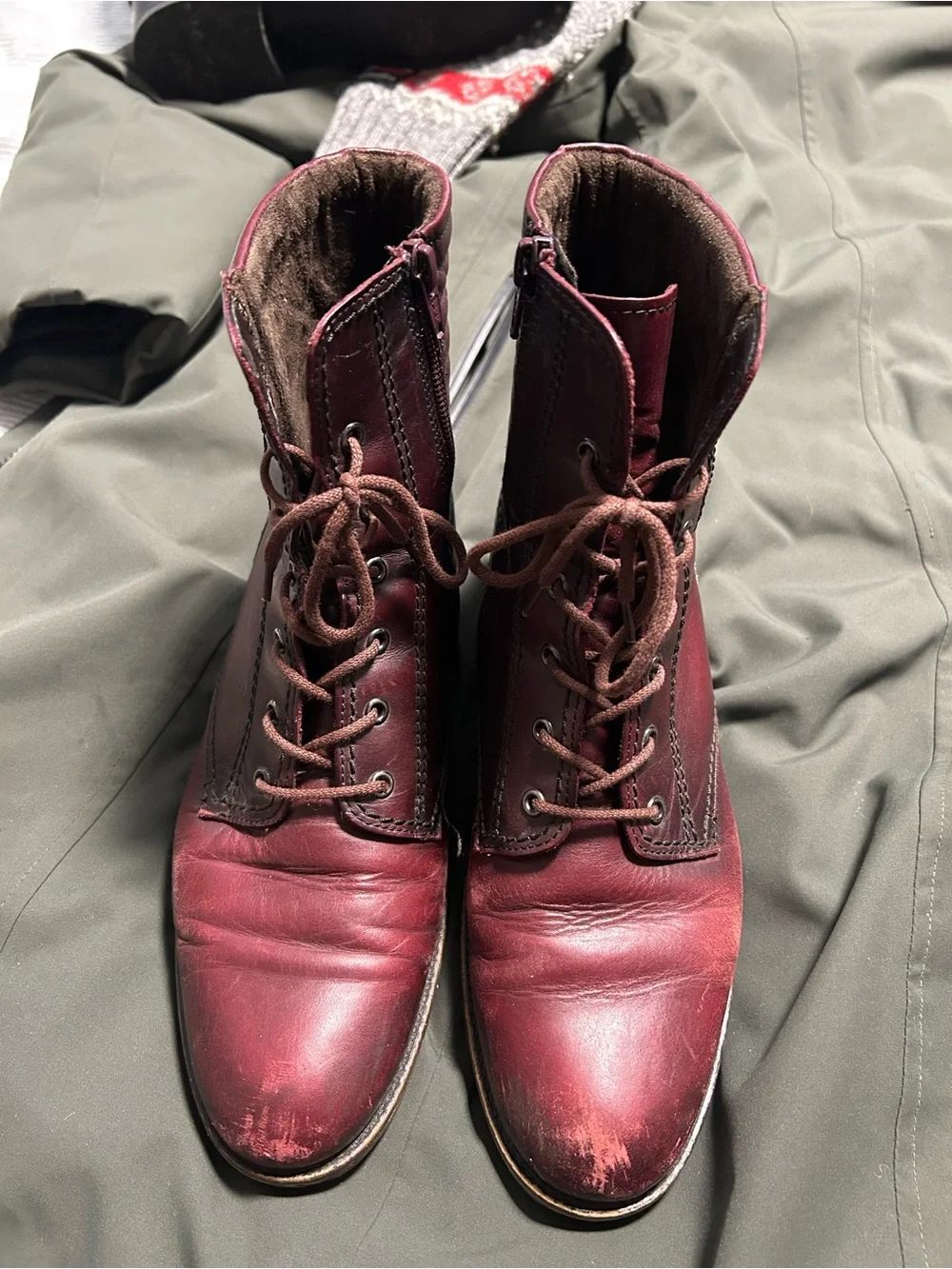 Gabor Toskana Burgundy Leather Lace Up Ankle Boot - US 7.5 | UK 5